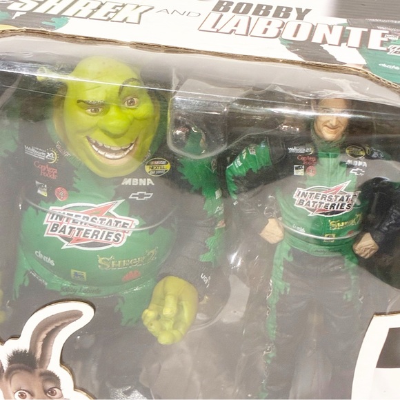 2004‎ McFarlane Toys NASCAR Shrek and Bobby Labonte 2-pack 6" Action Figures NEW - Picture 3 of 5
